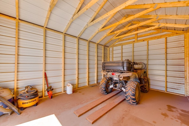 garage with metal wall