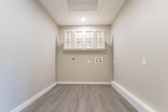 3319 Maxwell Dr, Midland, TX 79705 - washroom featuring electric dryer hookup, washer hookup, attic access, wood finished floors, and recessed lighting