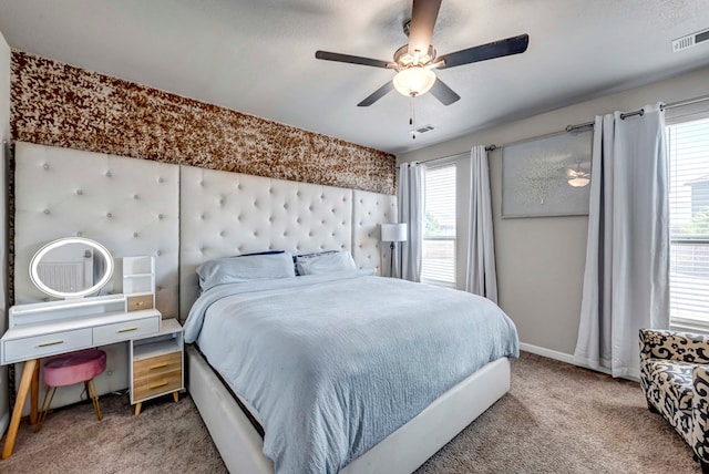 806 Revere Pl, Midland, TX 79706 - carpeted bedroom featuring a ceiling fan, baseboards, and visible vents