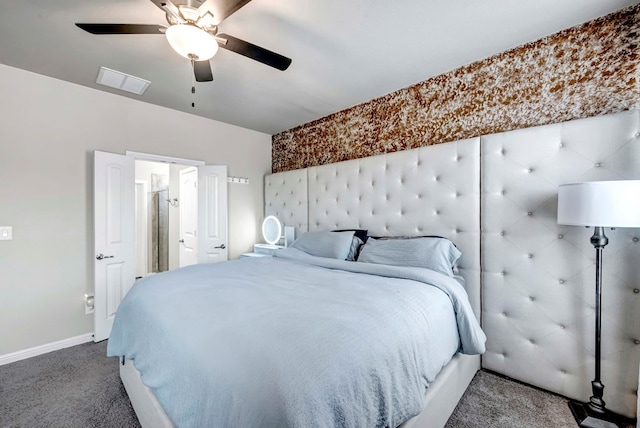 806 Revere Pl, Midland, TX 79706 - carpeted bedroom with visible vents, baseboards, and ceiling fan