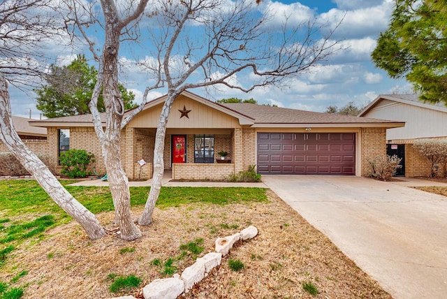 single story home with a garage