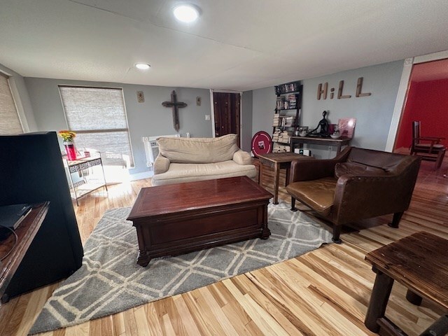 living room with hardwood / wood-style flooring