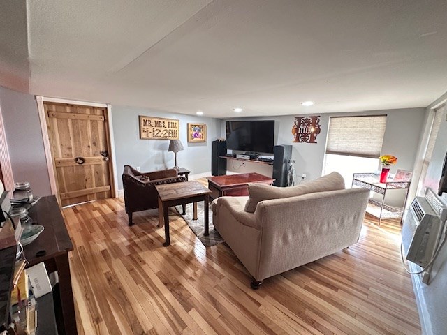 living room featuring light wood-type flooring