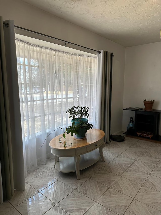 interior space with a healthy amount of sunlight and a textured ceiling