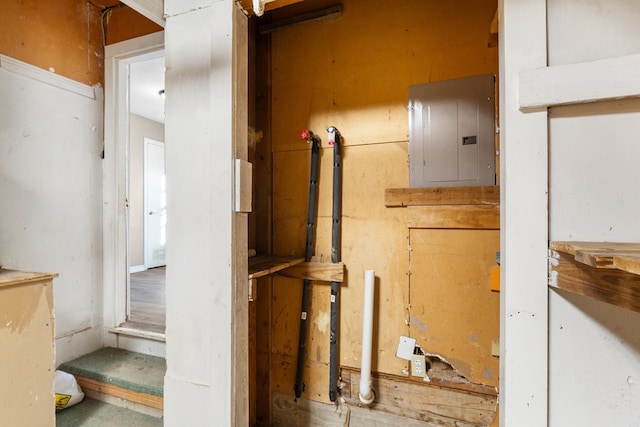 hallway featuring electric panel