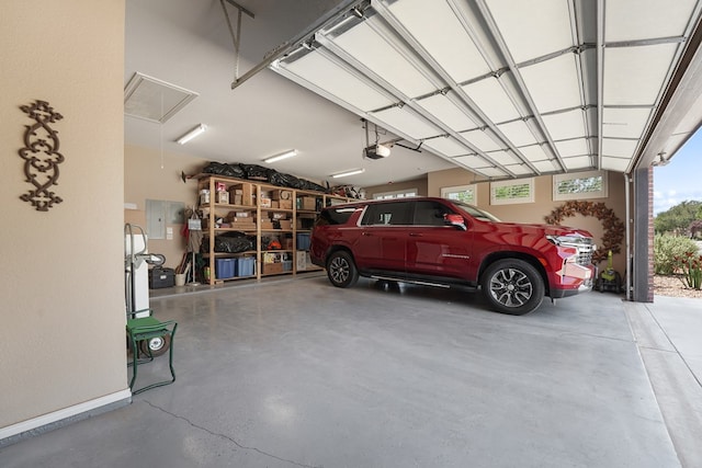 garage with a garage door opener