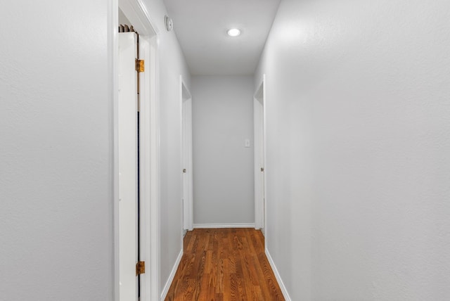 hallway featuring dark hardwood / wood-style flooring