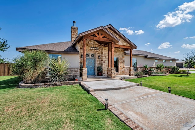 6811 W County Rd 41, Midland, TX 79707 - ranch-style home with stone siding, a chimney, and roof with shingles
