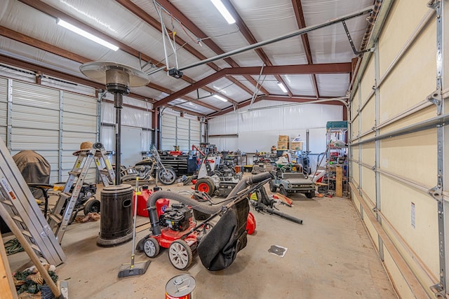 garage with metal wall