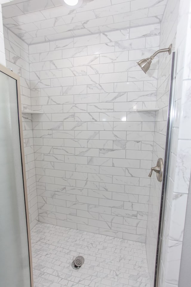 bathroom with a shower stall