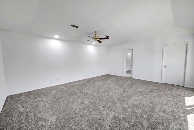 carpeted empty room with ceiling fan