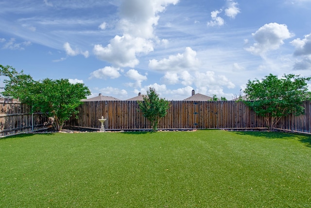 view of yard featuring a fenced backyard