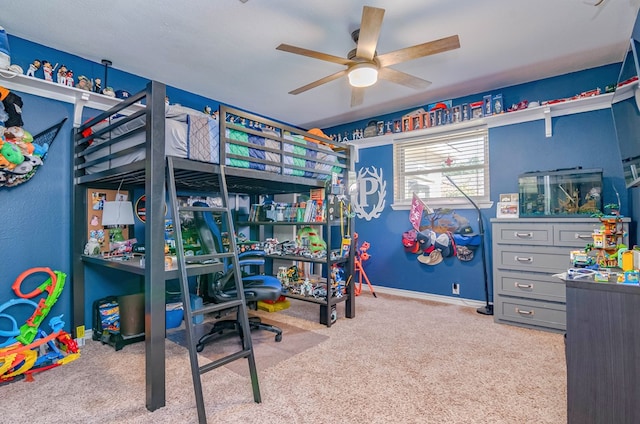 4100 Skyline Dr, Midland, TX 79707 - bedroom featuring carpet flooring, an office area, and a ceiling fan