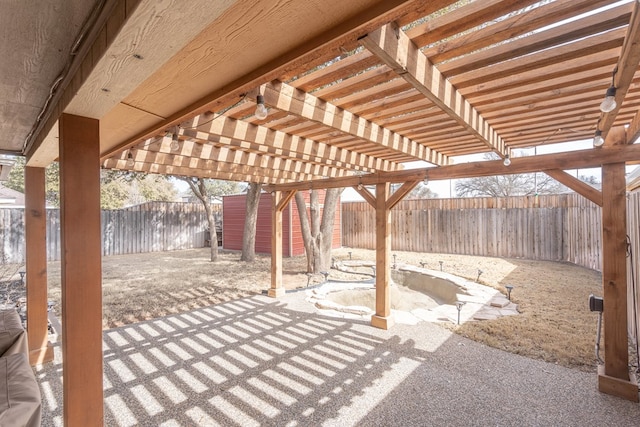 view of patio featuring a fenced backyard and a pergola