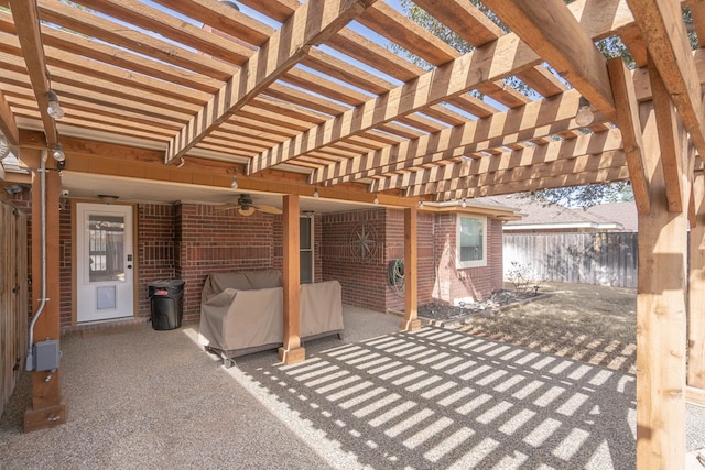 view of patio featuring a pergola