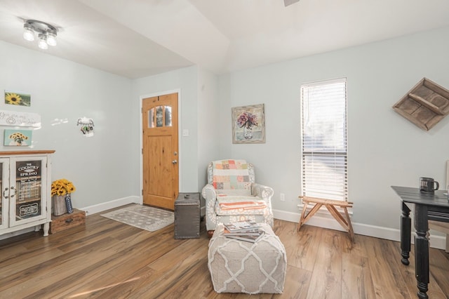 sitting room featuring hardwood / wood-style flooring