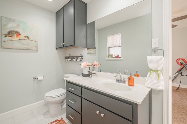 bathroom featuring tile patterned flooring, vanity, and toilet