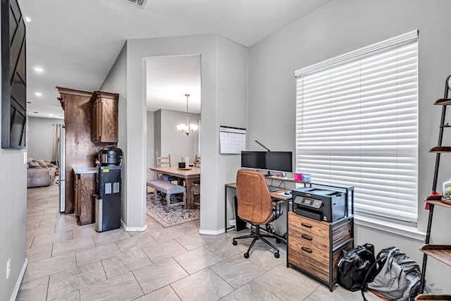 1321 Pine Ave, Midland, TX 79705 - home office featuring a chandelier and recessed lighting