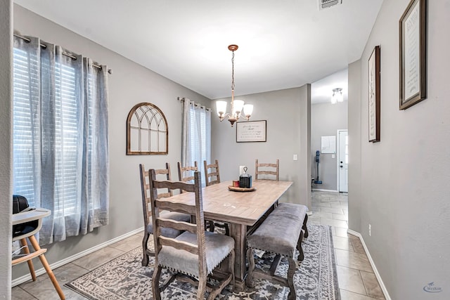 1321 Pine Ave, Midland, TX 79705 - dining area featuring a chandelier and light tile patterned floors