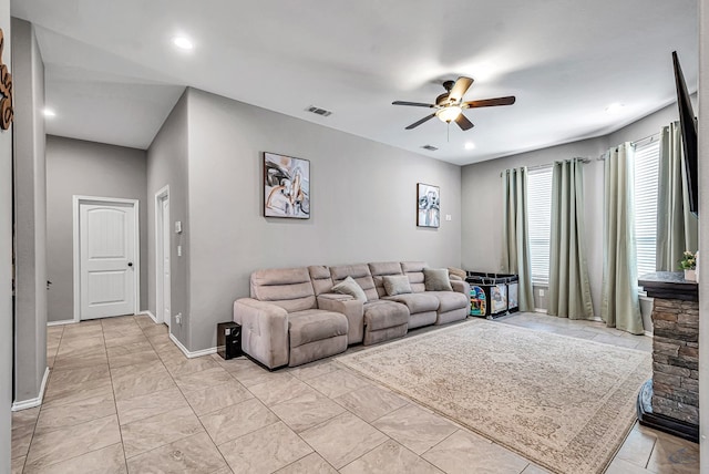 1321 Pine Ave, Midland, TX 79705 - living area with ceiling fan and recessed lighting