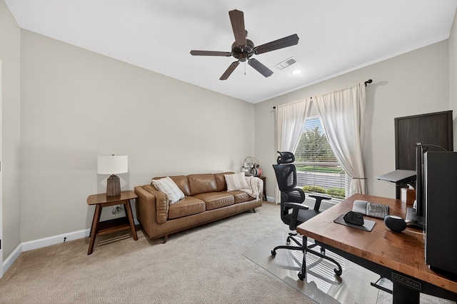 6113 Turtle Creek Rd, Midland, TX 79707 - office with a ceiling fan, light colored carpet, and recessed lighting