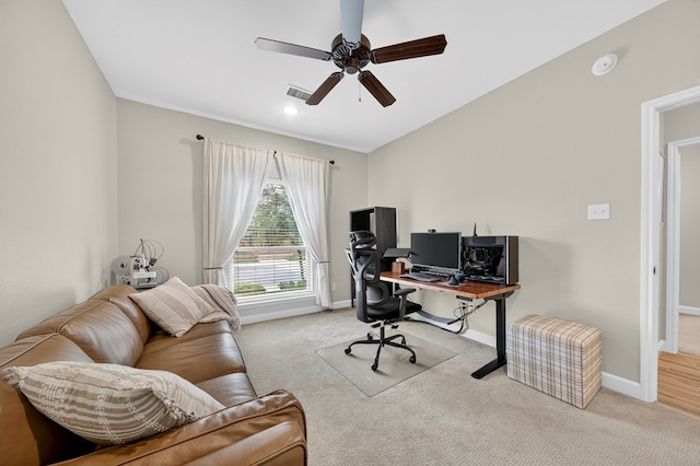 6113 Turtle Creek Rd, Midland, TX 79707 - home office with a ceiling fan, carpet floors, and recessed lighting