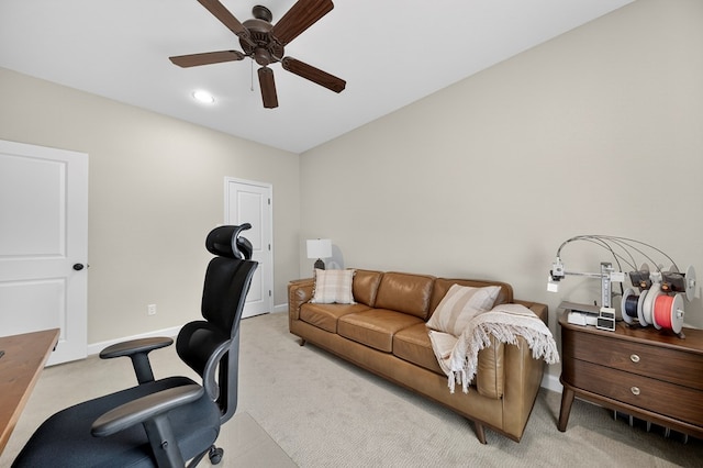 6113 Turtle Creek Rd, Midland, TX 79707 - office area featuring light colored carpet and ceiling fan