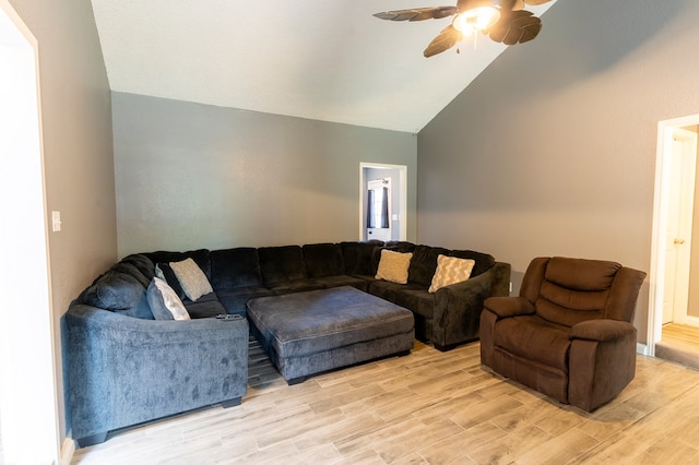 10905 E County Rd 107, Midland, TX 79706 - living area with a ceiling fan, light wood-style floors, and high vaulted ceiling