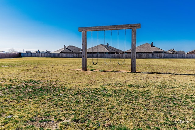 view of yard with fence