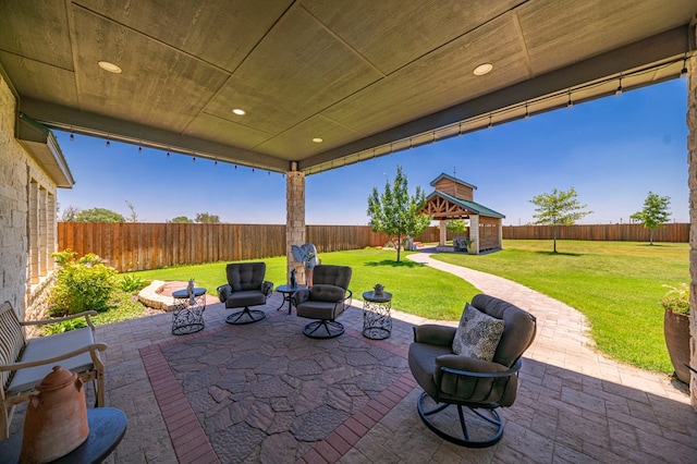 view of patio / terrace featuring a gazebo