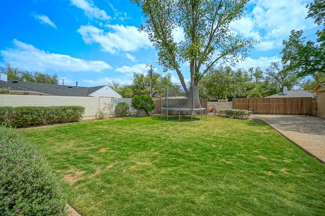view of yard featuring a trampoline
