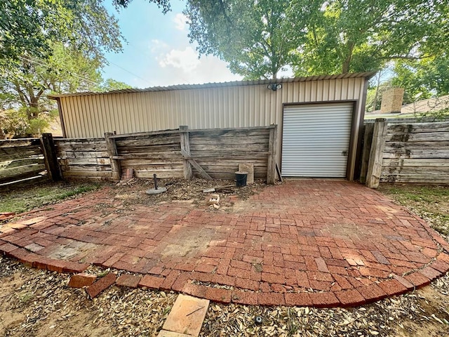 view of outbuilding featuring a garage