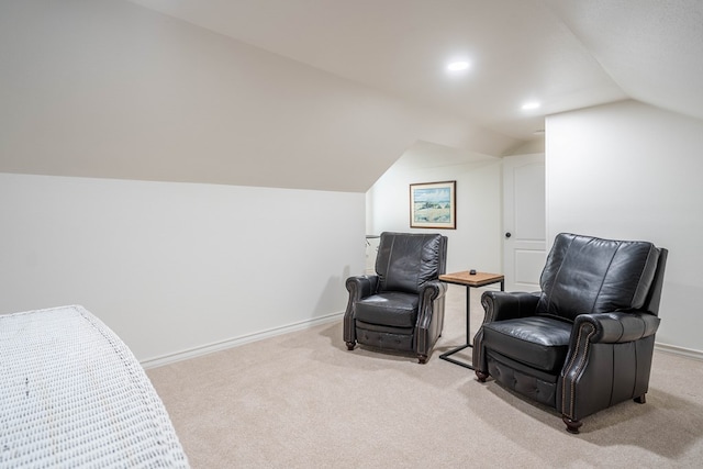 2223 S 2nd Pl, Lamesa, TX 79331 - sitting room with baseboards, vaulted ceiling, recessed lighting, and carpet