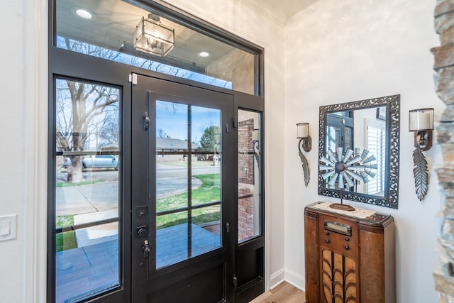 2223 S 2nd Pl, Lamesa, TX 79331 - entrance foyer with baseboards, wood finished floors, french doors, and plenty of natural light