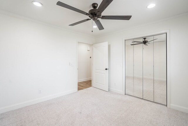 2223 S 2nd Pl, Lamesa, TX 79331 - unfurnished bedroom with baseboards, ornamental molding, recessed lighting, and carpet