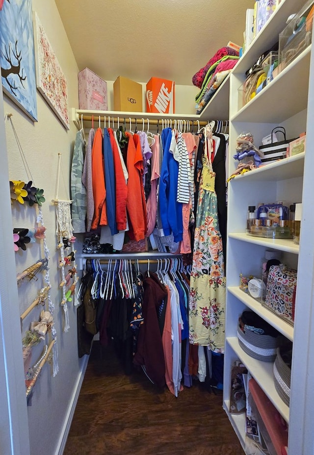 spacious closet featuring wood finished floors