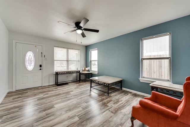 3004 W 4th, Odessa, TX 79763 - foyer entrance featuring a ceiling fan and wood finished floors