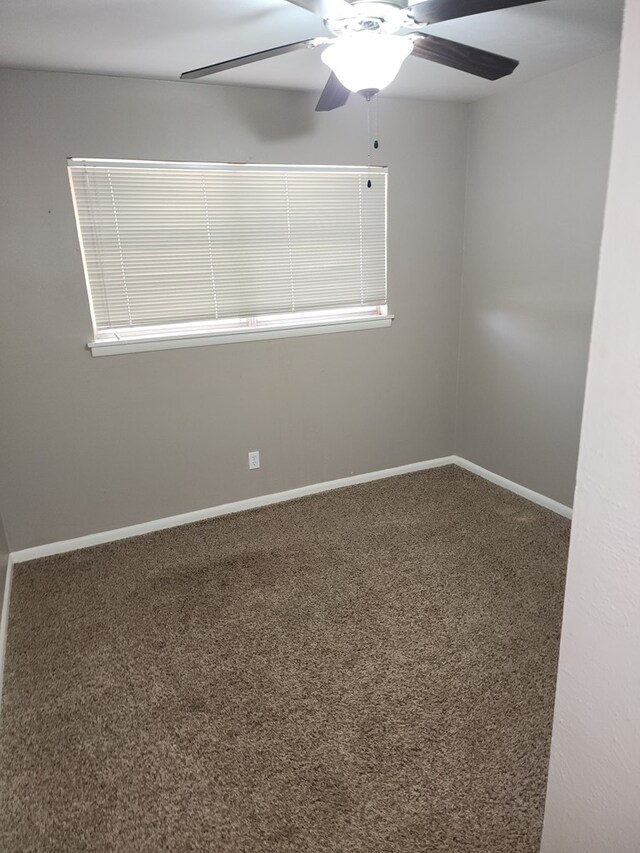 empty room featuring carpet and ceiling fan