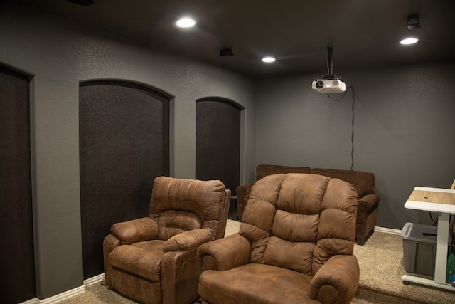 view of carpeted cinema room