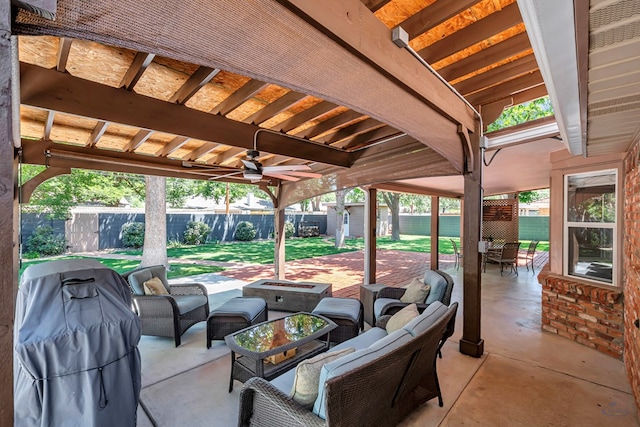 2512 Sinclair Ave, Midland, TX 79705 - view of patio featuring an outdoor living space and ceiling fan