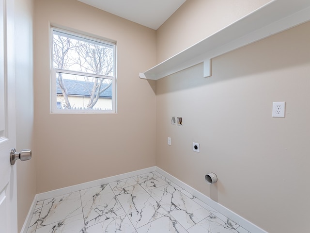 washroom with washer hookup and hookup for an electric dryer