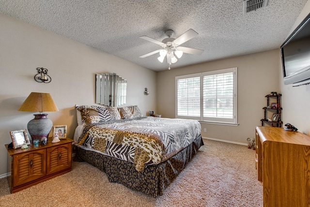 5500 Heartland Ct, Midland, TX 79707 - carpeted bedroom featuring a textured ceiling and a ceiling fan