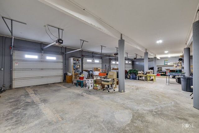 garage with a garage door opener