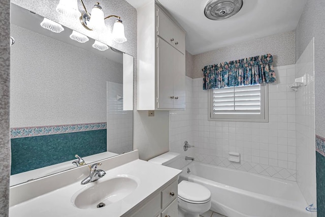 2310 W Shandon Ave, Midland, TX 79705 - bathroom with vanity, toilet, and shower / bath combination