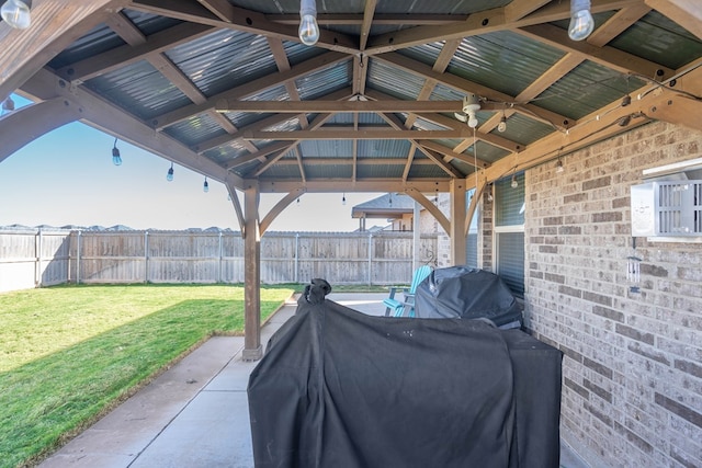 view of patio with a gazebo and a grill