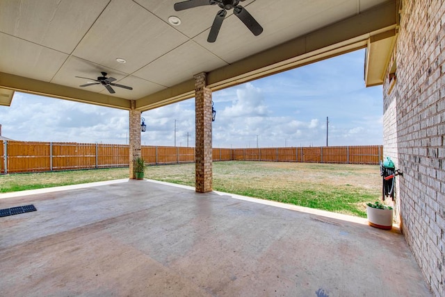 2900 S County Rd 1092, Midland, TX 79706 - view of patio / terrace with a fenced backyard and a ceiling fan