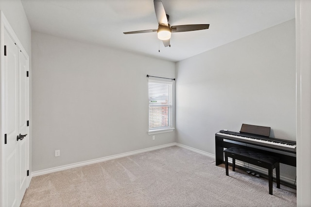 3100 Fairfield Ln, Midland, TX 79705 - living area with carpet, a ceiling fan, and baseboards