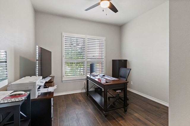 3100 Fairfield Ln, Midland, TX 79705 - office featuring ceiling fan, wood finished floors, and baseboards