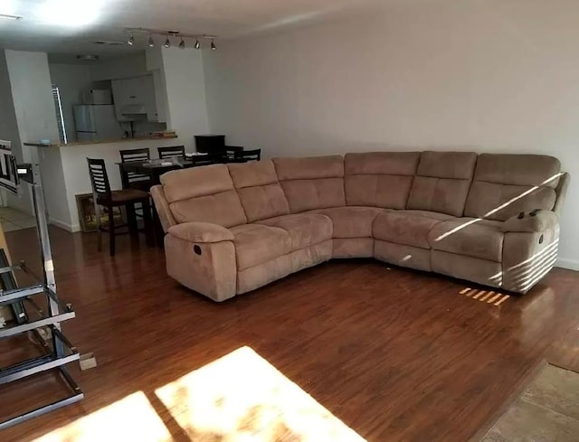 living room with hardwood / wood-style floors