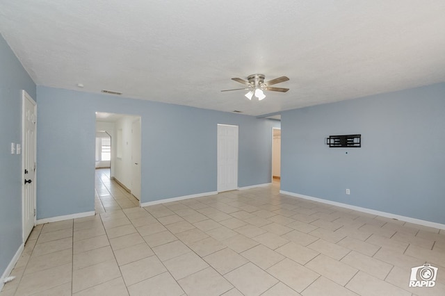 111 W Pine Ave, Midland, TX 79705 - spare room with ceiling fan, a textured ceiling, and light tile patterned flooring